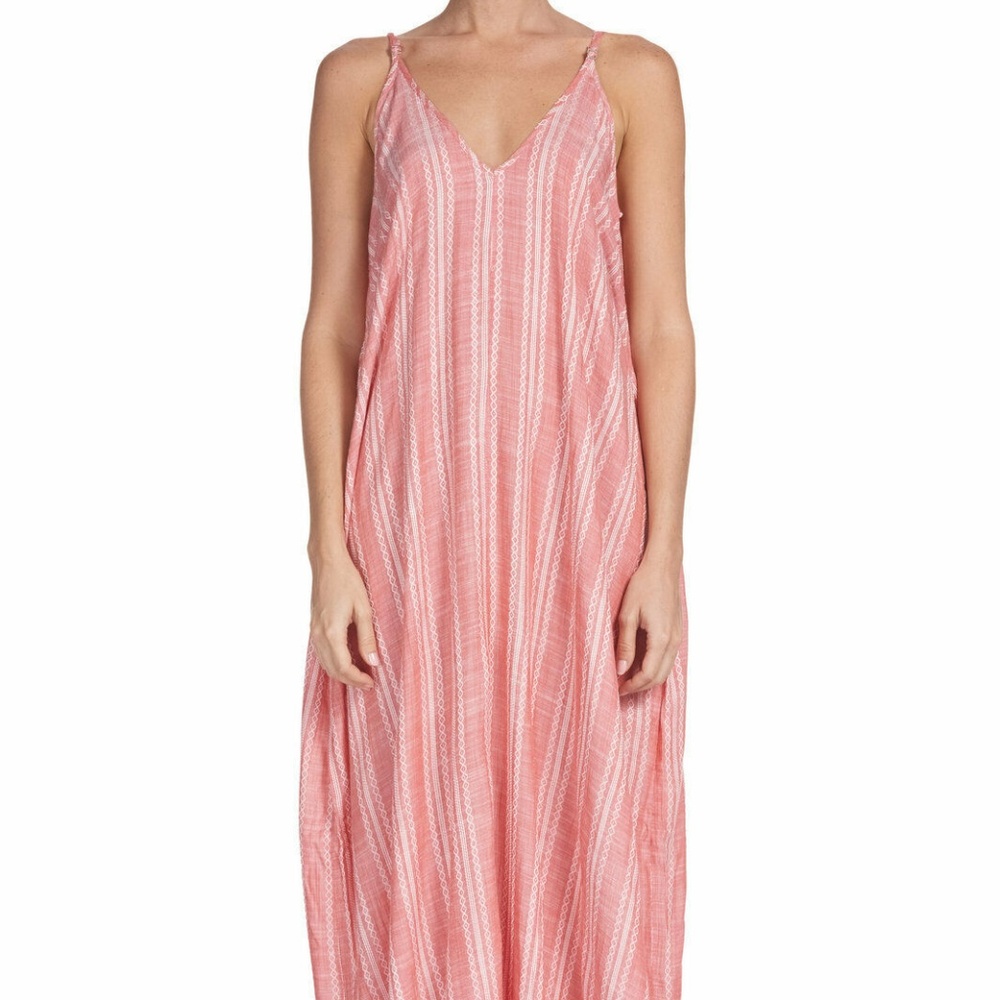 ELAN Stripe Spaghetti Strap Balloon Bottom Maxi
